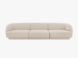 CANAPEA MILEY, CU 3 LOCURI, BEJ, CU TAPITERIE DIN TEXTIL BOUCLE BALOO, MICADONI - Img 2