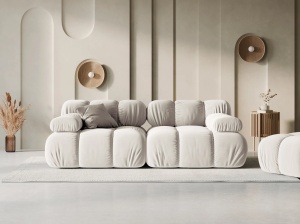 CANAPEA MODULARA BELLIS, 2 LOCURI, 188 CM, BEJ DESCHIS 21, TAPITERIE DIN CATIFEA, DESIGN DEOSEBIT