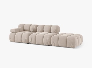CANAPEA MODULARA BELLIS, PE DREAPTA, BEJ DESCHIS, CU TAPITERIE DIN CATIFEA VENUS, MICADONI - Img 2