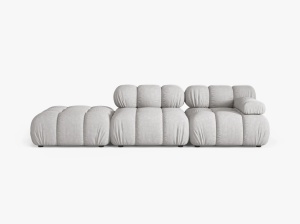 CANAPEA MODULARA BELLIS, PE STANGA, GRI DESCHIS, CU TAPITERIE DIN TEXTIL STRUCTURAT LIBERTY, MICADONI