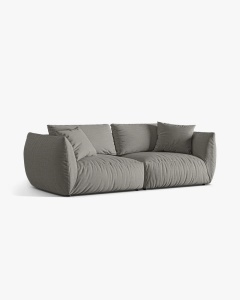 CANAPEA MODULARA CHRIS, CU 4 LOCURI, 260X100, GRI CALD, CU TAPITERIE DIN TEXTIL STRUCTURAT LINS, MICADONI - Img 2