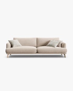 CANAPEA NAOMI,BEJ, 230X95 CM, TAPITAT CU TAPITERIE DIN TEXTIL CATIFEA SALVADOR, MICADONI