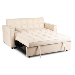 CANAPEA RABATABILA, ARTIM MEBLE, REALIZAT DIN MATERIAL TEXTIL BEJ SI METAL, STIL MODERN