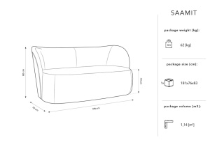 CANAPEA SAAMIT, 3 LOCURI, 178 CM, DIVERSE CULORI SI MATERIALE, DESIGN DEOSEBIT - Img 9