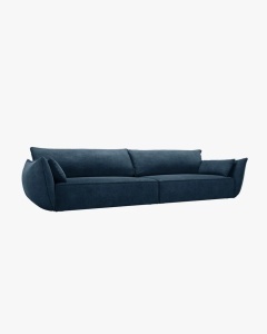 CANAPEA SPATIOASA SI CONFORTABILA KAELLE, 248 CM, CU 4 LOCURI, ALBASTRU ROYAL, CU TAPITERIE DIN TEXTIL CHENILLE OVER THE HORIZON, MICADONI - Img 2