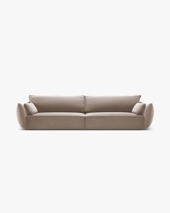 CANAPEA SPATIOASA SI CONFORTABILA KAELLE, 248 CM, CU 4 LOCURI, CAPPUCCINO, CU TAPITERIE DIN TEXTIL CATIFEA BLUVEL, MICADONI