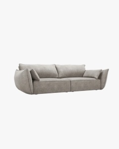 CANAPEA SPATIOASA SI CONFORTABILA KAELLE, CU 3 LOCURI, GRI DESCHIS, 208 CM, CU TAPITERIE DIN TEXTIL CHENILLE OVER THE HORIZON, MICADONI - Img 2
