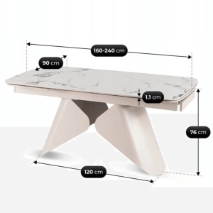 CEL MAI MIC PRET!!!MASA EXTENSIBILA 160-240CM, ARTIM MEBLE, REALIZATA DIN METAL SI CERAMICA, CULOARE MARMURA ALBA/CREM, STIL MODERN - Img 11
