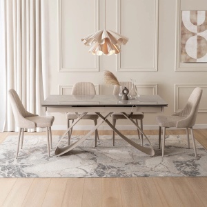 CEL MAI MIC PRET!!!MASA EXTENSIBILA 160-240CM, ARTIM MEBLE, REALIZATA DIN METAL SI CERAMICA, CULOARE MARMURA GRI/CREM, STIL MODERN - Img 4