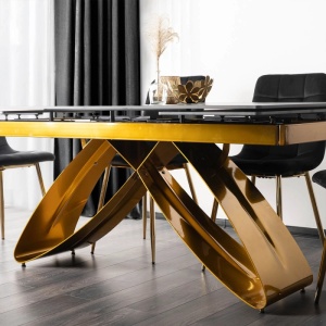 CEL MAI MIC PRET!!!MASA EXTENSIBILA 160-240CM, ARTIM MEBLE, REALIZATA DIN METAL SI CERAMICA, CULOARE MARMURA NEAGRA/AURIU, STIL MODERN - Img 7