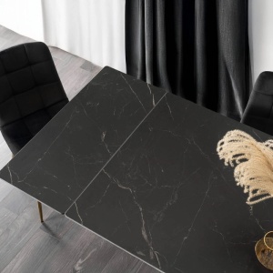 CEL MAI MIC PRET!!!MASA EXTENSIBILA 160-240CM, ARTIM MEBLE, REALIZATA DIN METAL SI CERAMICA, CULOARE MARMURA NEAGRA/AURIU, STIL MODERN - Img 5