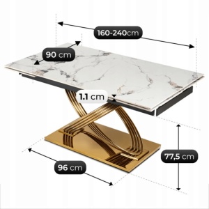 CEL MAI MIC PRET!!!MASA EXTENSIBILA 160-240CM, ARTIM MEBLE, REALIZATA DIN METAL SI CERAMICA, CULOARE MARMURA ALBA/AURIE, STIL MODERN - Img 9