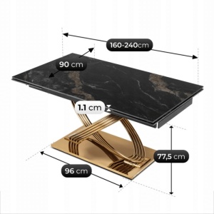 CEL MAI MIC PRET!!!MASA EXTENSIBILA 160-240CM, ARTIM MEBLE, REALIZATA DIN METAL SI CERAMICA, CULOARE MARMURA NEAGRA/AURIE, STIL MODERN - Img 9