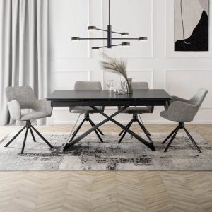 CEL MAI MIC PRET!!!MASA EXTENSIBILA 160-240CM, ARTIM MEBLE, REALIZATA DIN METAL SI CERAMICA, CULOARE MARMURA NEAGRA/NEGRU, STIL MODERN
