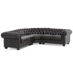 COLTAR CHESTERFIELD 236CM, DIN LEMN SI PIELE NATURALA, CULOARE MARO, ARTIM SELECTION