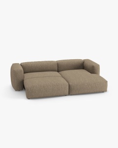 COLTAR CU 2 LOCURI, MARTINA, PE DREAPTA, 280 CM, CAPPUCCINO, TAPITAT CU TAPITERIE DIN TEXTIL BOUCLE MONET, MICADONI - Img 3