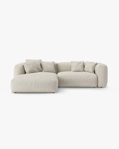 COLTAR CU 2 LOCURI, MARTINA, PE STANGA, 280 CM, BEJ, TAPITAT CU TAPITERIE DIN TEXTIL BOUCLE MONET, MICADONI