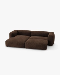 COLTAR CU 2 LOCURI, MARTINA, PE STANGA, 280 CM, CIOCOLATIU, TAPITAT CU TAPITERIE DIN TEXTIL CATIFEA VOGUE, MICADONI - Img 3