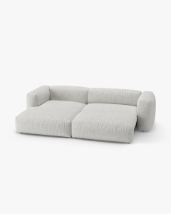 COLTAR CU 2 LOCURI, MARTINA, PE STANGA, 280 CM, MELANJ GRI BEJ, TAPITAT CU TAPITERIE DIN TEXTIL BOUCLE MONET, MICADONI - Img 3