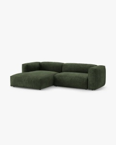 COLTAR CU 2 LOCURI, MARTINA, PE STANGA, 280 CM, VERDE, TAPITAT CU TAPITERIE DIN TEXTIL CATIFEA VOGUE, MICADONI - Img 2