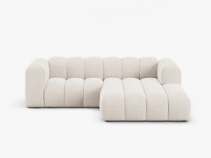 COLTAR CU 3 LOCURI LUPIN 230, PE DREAPTA, BEJ DESCHIS, CU TAPITERIE DIN TEXTIL CHENILLE EDEN, MICADONI