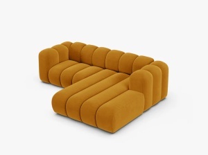 COLTAR CU 3 LOCURI LUPIN 230, PE DREAPTA, GALBEN, CU TAPITERIE DIN CATIFEA SALVADOR, MICADONI - Img 3