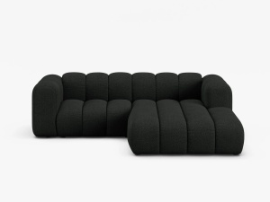 COLTAR CU 3 LOCURI LUPIN 230, PE DREAPTA, NEGRU, CU TAPITERIE DIN TEXTIL BOUCLE BALOO, MICADONI