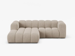 COLTAR CU 3 LOCURI LUPIN 230, PE STANGA, BEJ INCHIS, CU TAPITERIE DIN TEXTIL CHENILLE EDEN, MICADONI