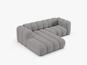 COLTAR CU 3 LOCURI LUPIN 230, PE STANGA, GRI DESCHIS, CU TAPITERIE DIN TEXTIL CHENILLE EDEN, MICADONI - Img 3
