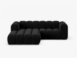 COLTAR CU 3 LOCURI LUPIN 230, PE STANGA, NEGRU, CU TAPITERIE DIN CATIFEA SALVADOR, MICADONI
