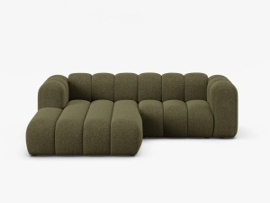 COLTAR CU 3 LOCURI LUPIN 230, PE STANGA, VERDE, CU TAPITERIE DIN TEXTIL CHENILLE EDEN, MICADONI