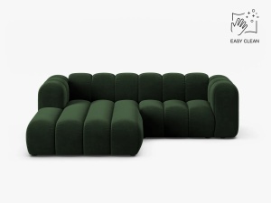 COLTAR CU 3 LOCURI LUPIN 230, PE STANGA, VERDE SMARALD, CU TAPITERIE DIN CATIFEA VENUS, MICADONI