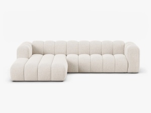 COLTAR CU 4 LOCURI LUPIN 288, PE STANGA, BEJ DESCHIS, CU TAPITERIE DIN TEXTIL CHENILLE EDEN, MICADONI