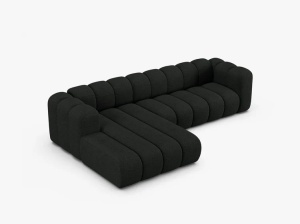 COLTAR CU 4 LOCURI LUPIN 288, PE STANGA, NEGRU, CU TAPITERIE DIN TEXTIL BOUCLE BALOO, MICADONI - Img 3