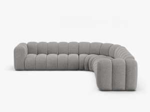 COLTAR CU 4 LOCURI LUPIN 309, GRI DESCHIS, CU TAPITERIE DIN TEXTIL CHENILLE EDEN, MICADONI