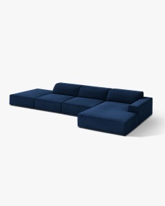 COLTAR CU 5 LOCURI JODIE, PE DREAPTA, 341X162 CM, ALBASTRU ROYAL, TAPITAT CU TAPITERIE DIN TEXTIL CATIFEA BLUVEL, MICADONI - Img 3