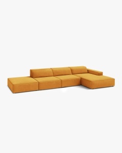 COLTAR CU 5 LOCURI JODIE, PE DREAPTA, 341X162 CM, GALBEN, TAPITAT CU TAPITERIE DIN TEXTIL CATIFEA VENUS, MICADONI - Img 2
