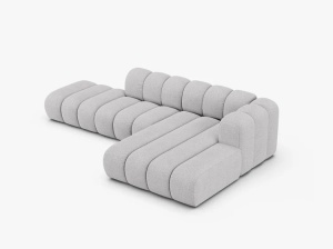 COLTAR CU 5 LOCURI LUPIN 230, PE DREAPTA, GRI DESCHIS, CU TAPITERIE DIN TEXTIL BOUCLE BALOO, MICADONI - Img 3
