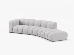 COLTAR CU 5 LOCURI, LUPIN, 335, PE DREAPTA, GRI DESCHIS, CU TAPITERIE DIN TEXTIL BOUCLE BALOO, MICADONI - Img 2