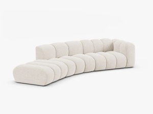 COLTAR CU 5 LOCURI, LUPIN, 335, PE STANGA, BEJ DESCHIS, CU TAPITERIE DIN TEXTIL CHENILLE EDEN, MICADONI - Img 2