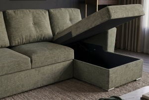 COLTAR CU SPATIU DE DEPOZITARE, APARTMENT 245CM, 3 LOCURI, REALIZAT DIN MATERIAL TEXTIL, DE CULOARE VERDE, ARTIM GROUP - Img 5