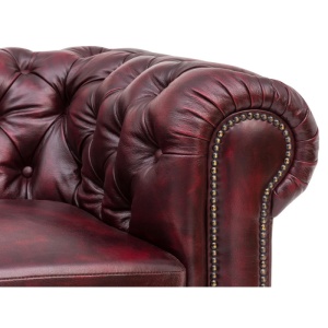 COLTAR DE LUX CHESTERFIELD 236x236CM, DIN PIELE NATURALA, CULOARE ROSIE, ARTIM SELECTION - Img 2