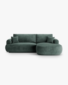 COLTAR EXTENSIBIL ELLA, PE DREAPTA, PETROL INCHIS, 271X174 CM, TAPITAT CU TAPITERIE DIN TEXTIL CATIFEA VOGUE, MICADONI