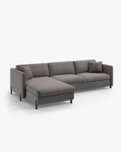COLTAR EXTENSIBIL GLORIA, GRI, PE STANGA, 266 CM, TAPITAT CU TAPITERIE DIN TEXTIL CATIFEA SALVADOR, MICADONI - Img 6