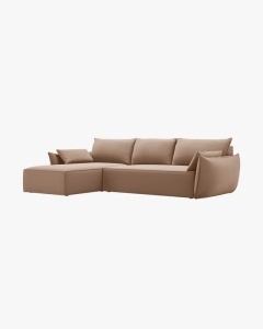 COLTAR EXTENSIBIL KAELLE, 252 CM, PE DREAPTA, BEJ, CU TAPITERIE DIN TEXTIL CATIFEA BLUVEL, MICADONI - Img 3