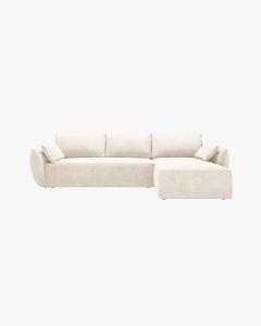 COLTAR EXTENSIBIL KAELLE, 252 CM, PE DREAPTA, BEJ DESCHIS, CU TAPITERIE DIN TEXTIL CHENILLE OVER THE HORIZON, MICADONI