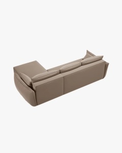 COLTAR EXTENSIBIL KAELLE, 252 CM, PE STANGA, CAPPUCCINO, CU TAPITERIE DIN TEXTIL CATIFEA BLUVEL, MICADONI - Img 5