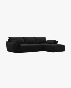 COLTAR EXTENSIBIL KAELLE, 252 CM, PE STANGA, NEGRU, CU TAPITERIE DIN TEXTIL CATIFEA BLUVEL, MICADONI - Img 3