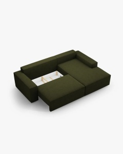 COLTAR EXTENSIBIL, PE DREAPTA, JODIE, 246X151 CM, VERDE MASLINIU INCHIS, TAPITAT CU TAPITERIE DIN TEXTIL BOUCLE BALOO, MICADONI - Img 5