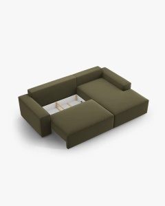 COLTAR EXTENSIBIL, PE DREAPTA, JODIE, 246X151 CM, VERDE, TAPITAT CU TAPITERIE DIN TEXTIL CATIFEA BLUVEL, MICADONI - Img 5